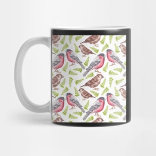 birds with leaves. watercolor Mug